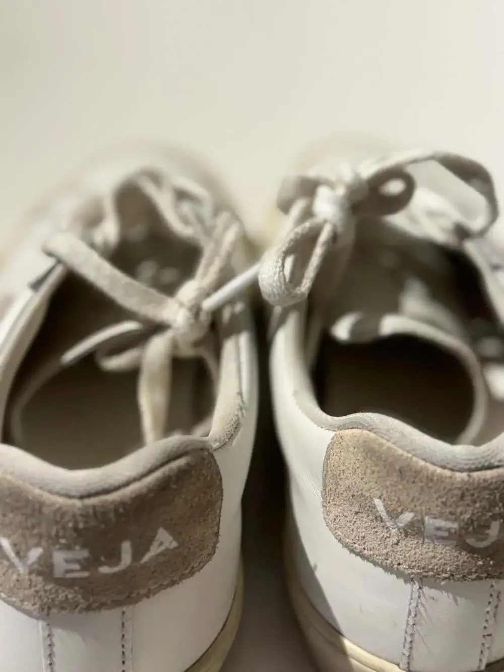 Veja Esplar Leather Sneakers in White/Taupe Suede Women's Size 6